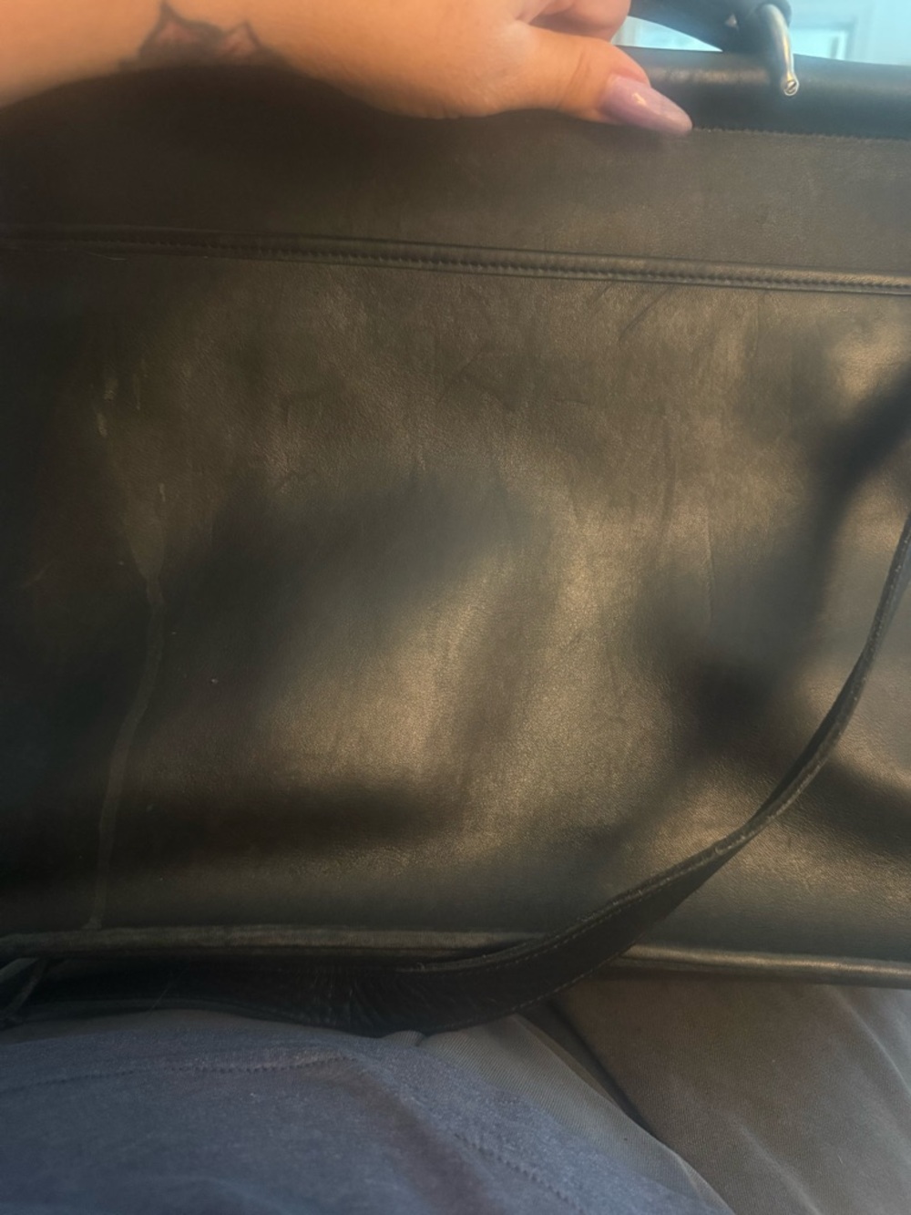Coach Black Leather Laptop Briefcase with Shoulder Strap - Picture 9 of 11